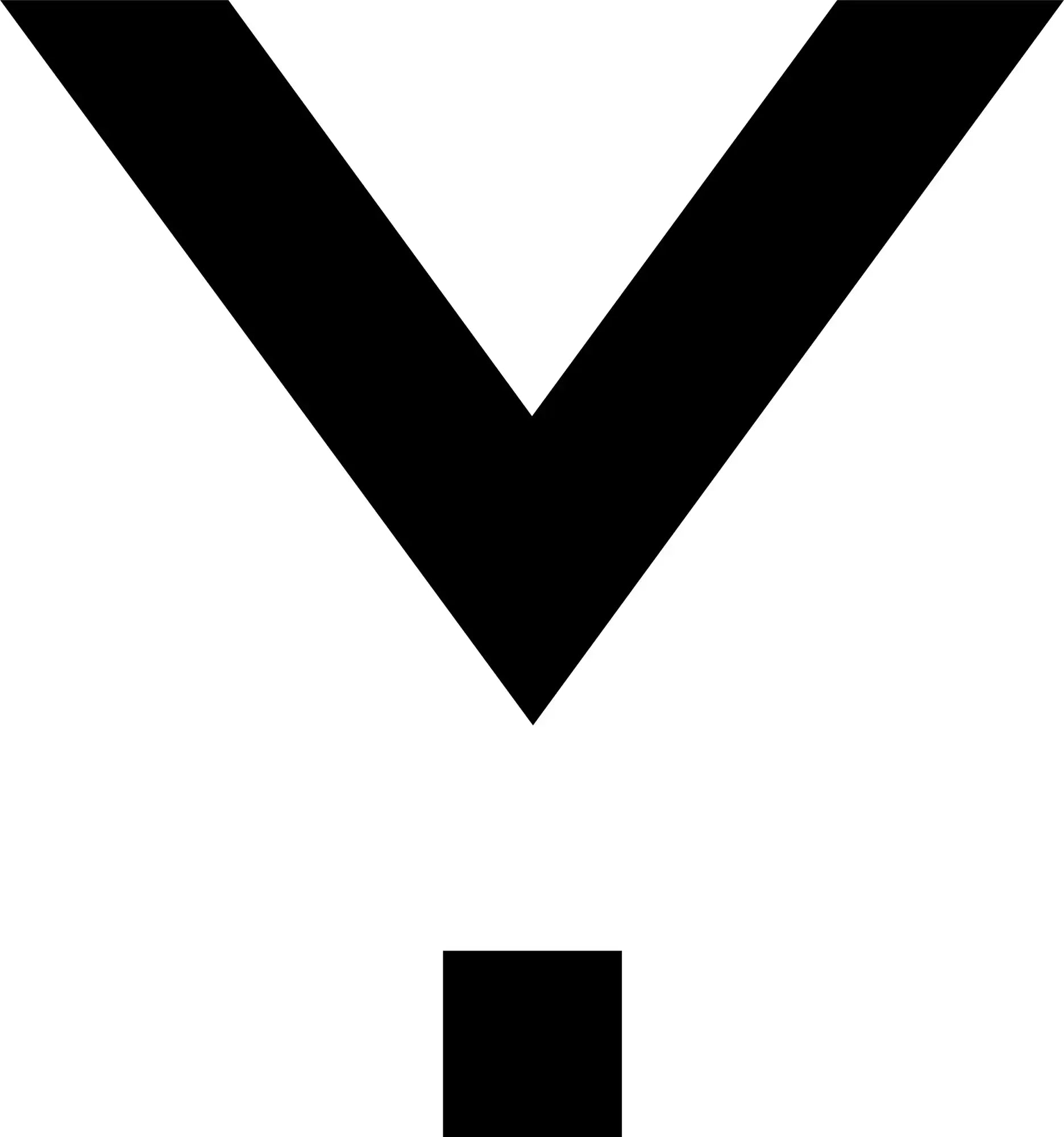 Black downward-pointing arrow with a square dot beneath it.